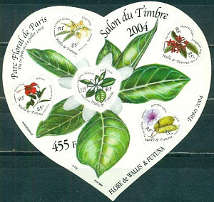 Уоллис и Футуна, 2004, Экзотические Цветы, блок самоклеек